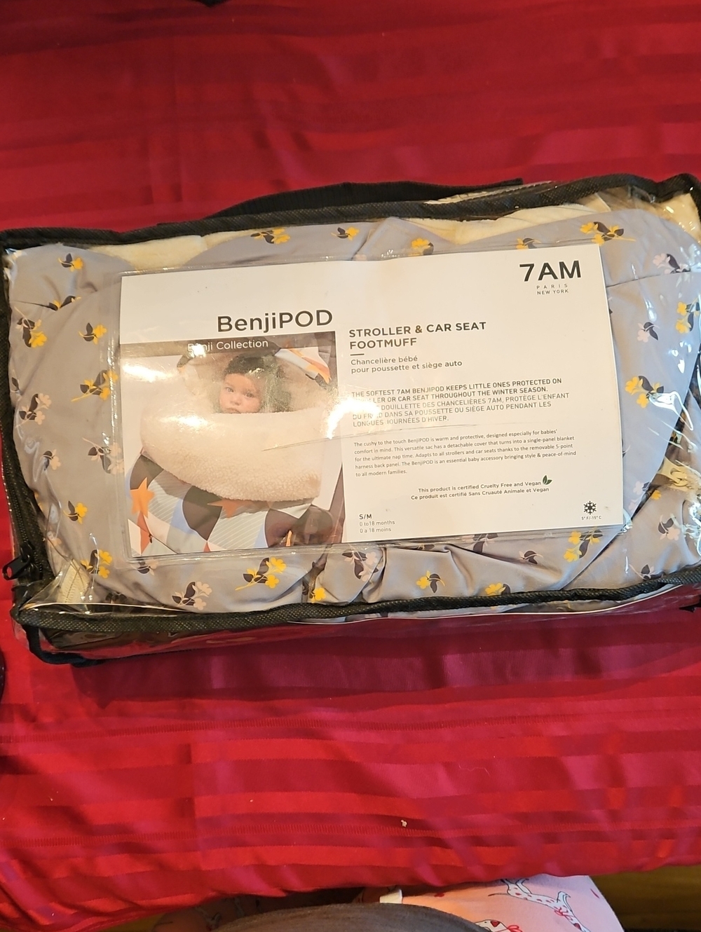 NWT BenjiPOD Stroller & Car Seat Footmuff in Gray with flower Prints